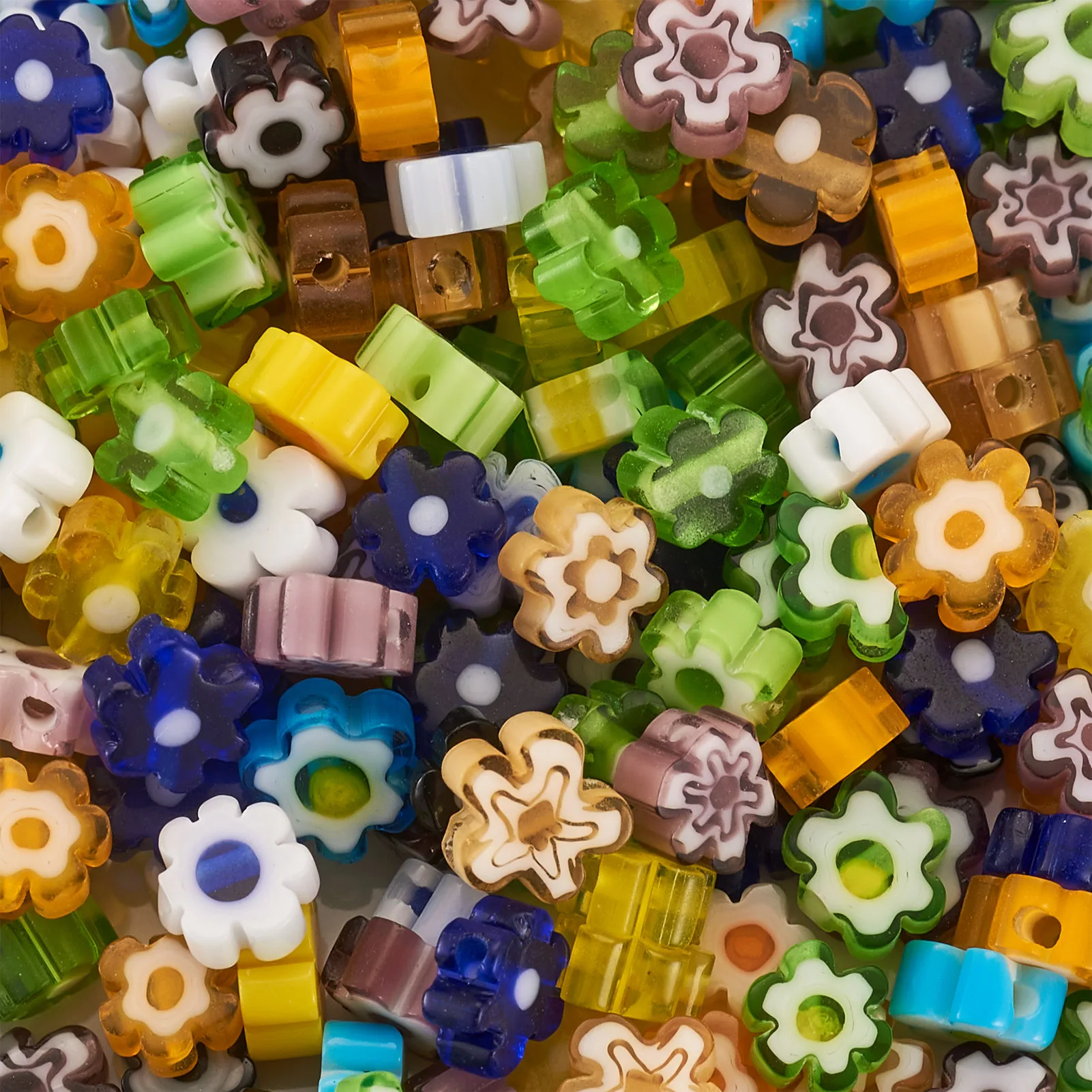 300Pcs 10 colors Handmade Millefiori Glass Flower Spacer Beads for DIY Bracelet Necklace Earrings Crafts Jewelry Making Supplies