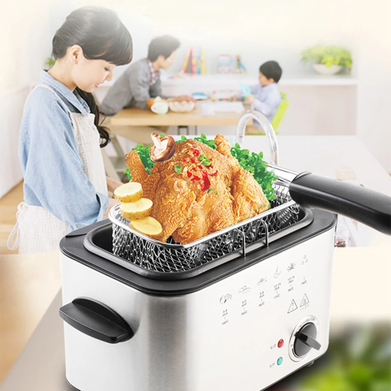 1.2L Electric Fryer Household Constant Temperature Mini Multi-Function Rectangular Chicken Wings Small Electric 4