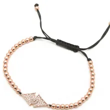 Золото серебро микро pave cz Кубического циркония Веревка Регулируемый браслет из медного бисера j353 Шарм Плетеный браслет для женщин