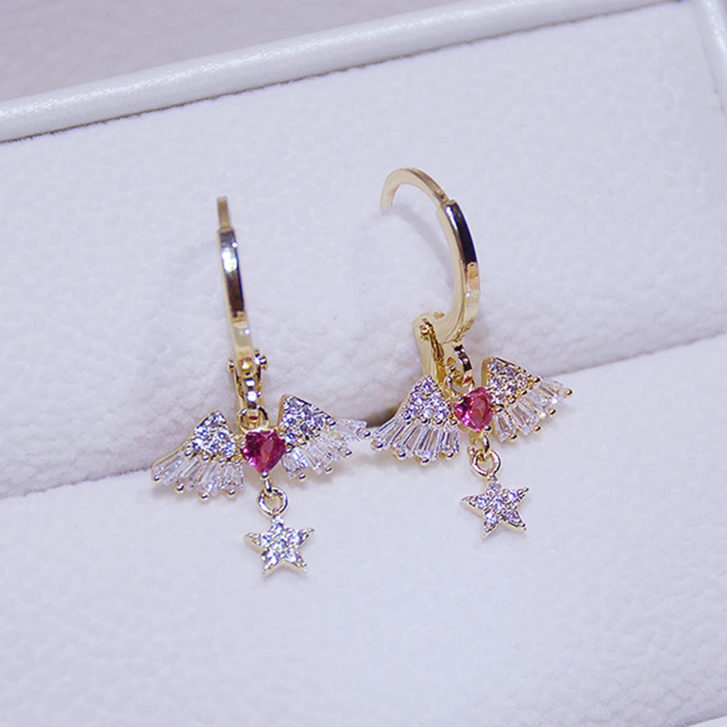

Cute Heart Angel Water Drop Earrings for Women Top Designer Luxury Jewelry Micro Inlaid AAA Zircon High Quality S925 Needle Gift