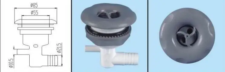3 inch 85mm diameter surface Installation hole size 55mm pool & spa jets with Two hole Plastic