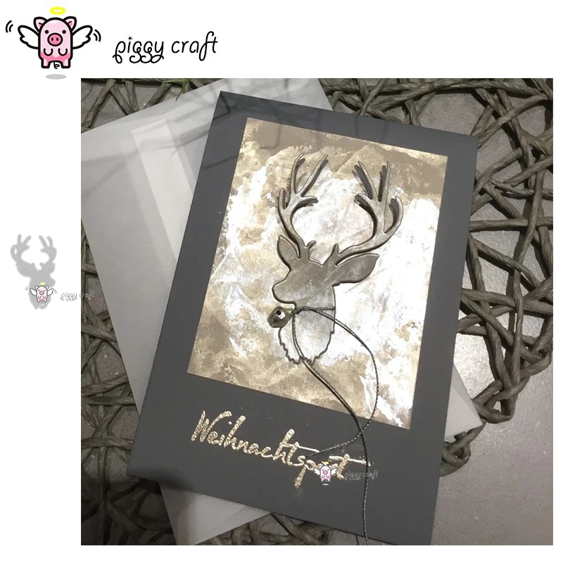 

Piggy Craft metal cutting dies cut die mold Christmas deer decoration Scrapbook paper craft knife mould blade punch stencils die