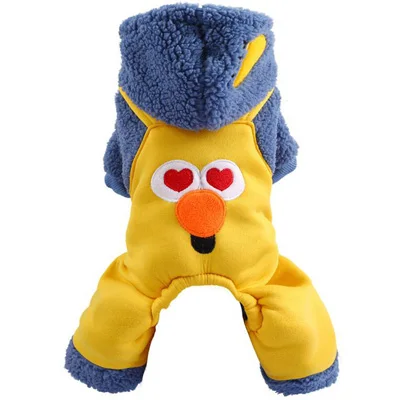 Yellow Pet осень Зимняя Одежда для собак теплая одежда с рисунками героев мультфильмов, комбинезон для животных; Пижама для маленьких собак для щенков чихуахуа, собак одежда XS размеры s m l xl - Цвет: Yellow