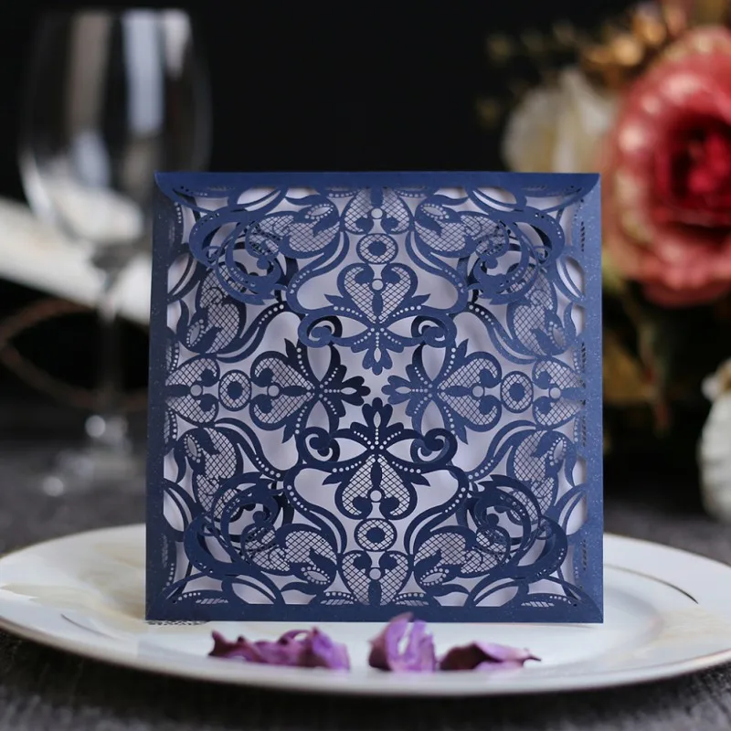  10PCS/Set DIY Hollow Wedding Invitation Cards Paper Cover Set Decorations Festival Party Gifts Wedd - 4000286294261