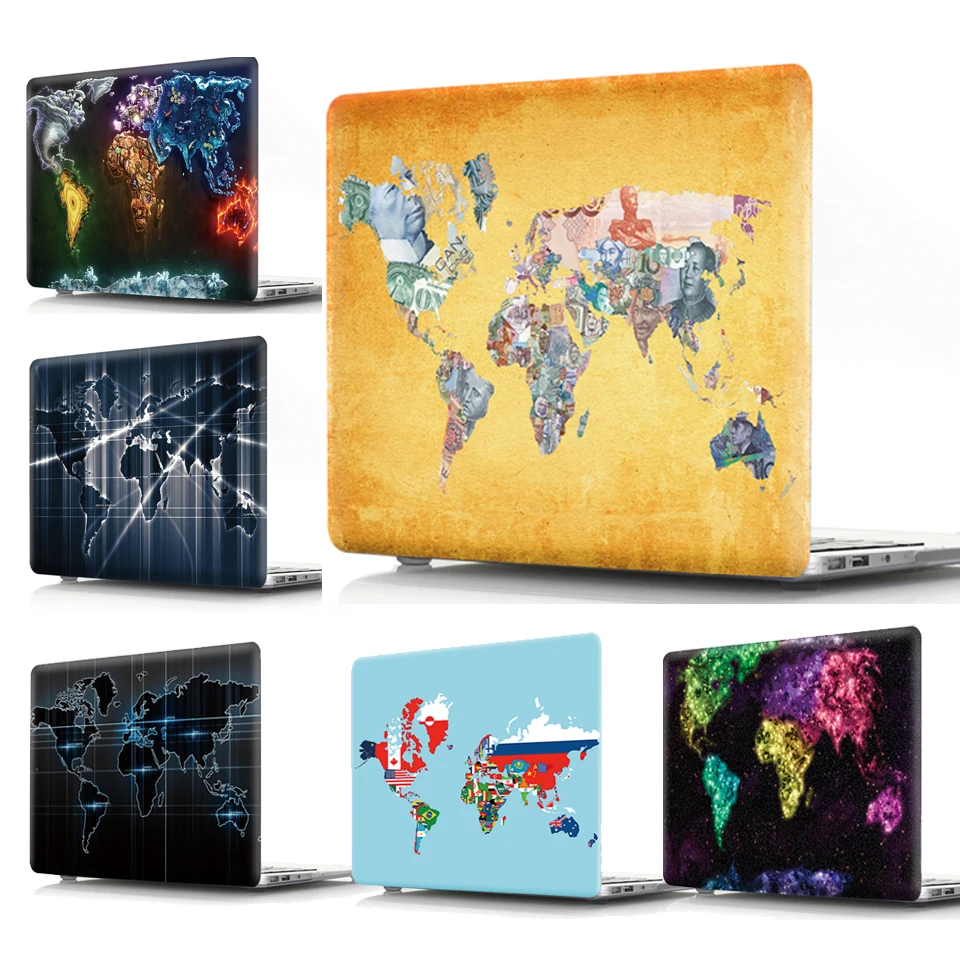 Hard Cartoon Map Coque Per Macbook Air Pro 13 2018 A1932 A1989 Retina 12 Pro Retina 13 15 2019 Touch Bar Custodia Per Laptop Pvc Funda