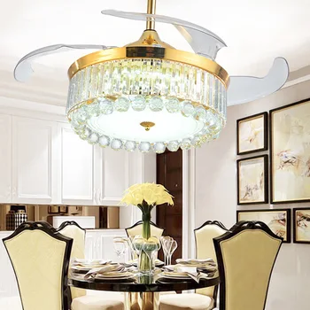 

LED Light Crystal Ceiling Fans Modern Luxury Decorative Fan Lamp Living Room Led Crystal Ceiling Fans with Light Free shipping