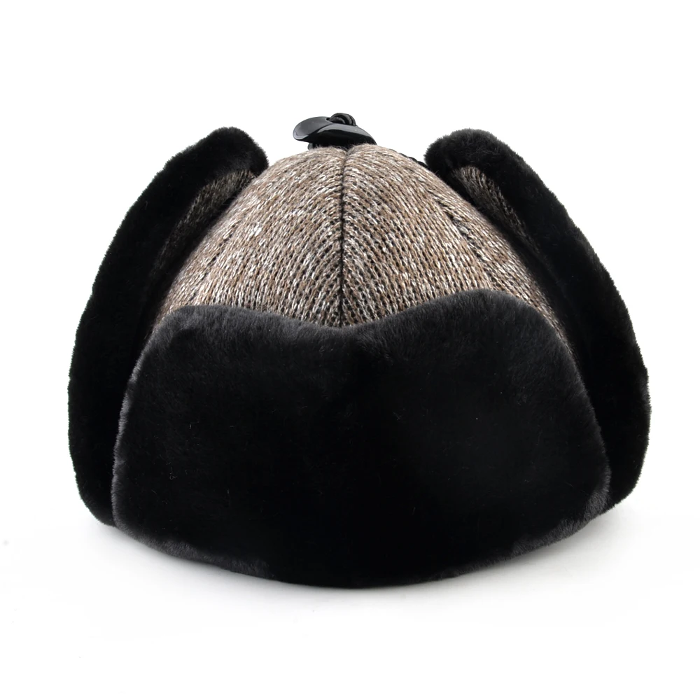 Solid color bomber hat men winter hats for women Knitted wool cap russian thick warm ear flaps bone ushanka snow lei feng caps winter hat earflap hat