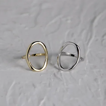 

Silvology 925 Sterling Silver Irregular Oval Rings Openwork Champagne Gold Minimalist Rings for Women Elegant 925 Simple Jewelry
