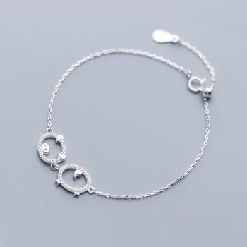 

MloveAcc 925 Sterling Silver Chain Link Cat Simple Animal Femme Bracelets Bangles for Women Pulseira Silver 925 Jewelry