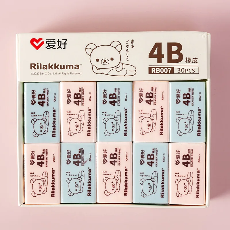 6 pcs/lot Cute Cartoon Rilakkuma 4B Rubber Eraser Japanese Eraser