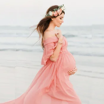 

Chiffon Maternity Photography Props Pregnancy Dress Photography Maternity Dresses For Photo Shoot Pregnant Dress Lace Maxi Gown