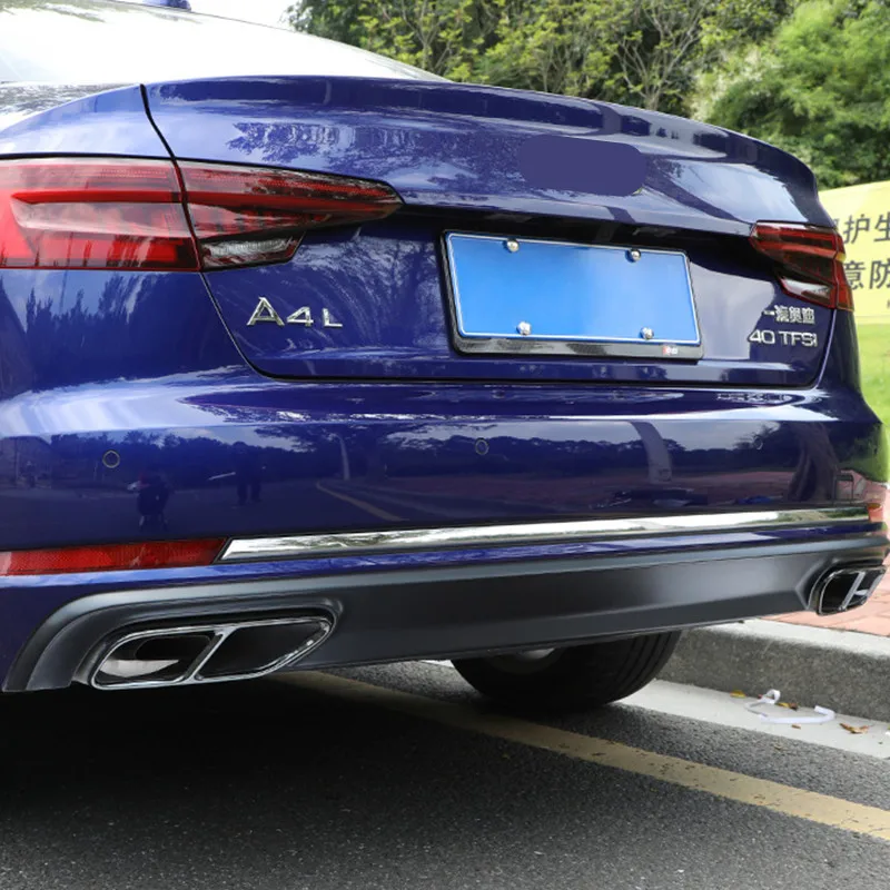 Выхлопная труба из нержавеющей стали, Модифицированная Накладка для Audi A4 B9, автомобильные выхлопные трубы, декоративная рамка