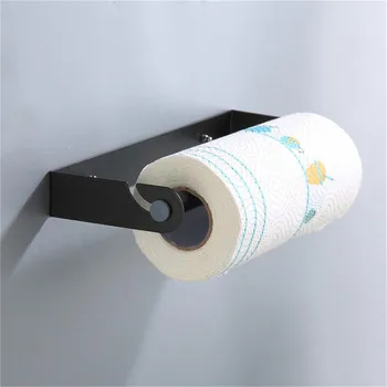 

Black Paper Holder Stainless Steel Towel Bar Tissue Rack for Bathroom Kitchen WC Toilet Tissue Paper Towel Roll Holder Stand