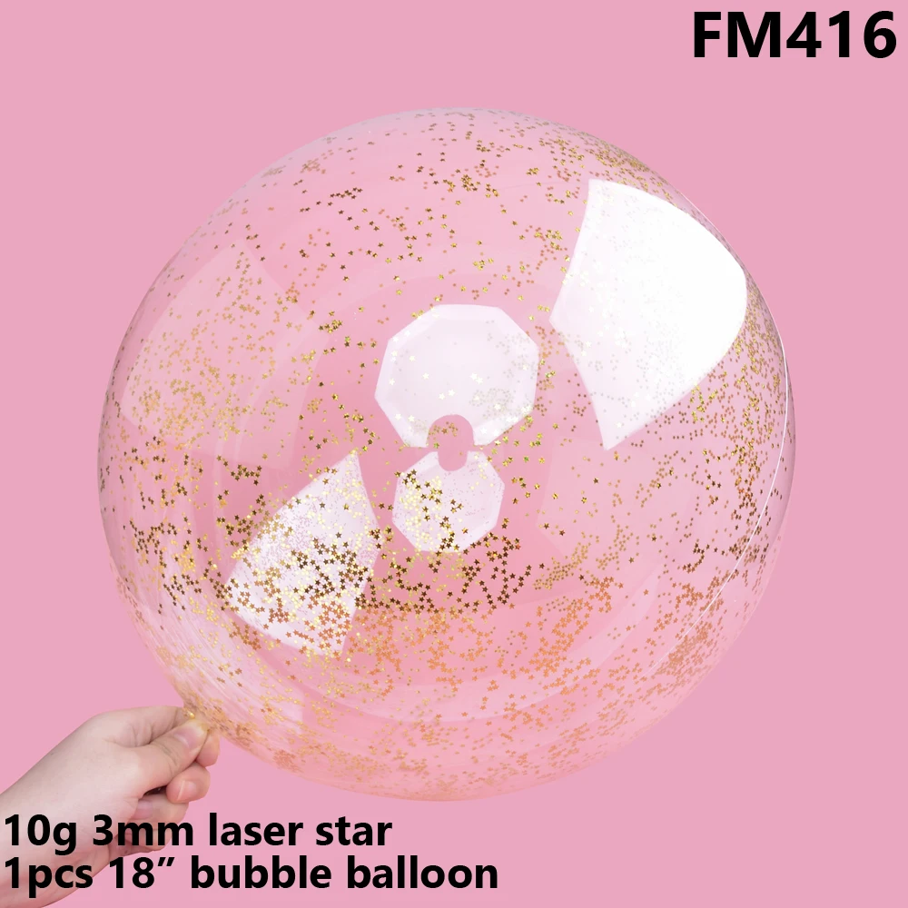 FM416 Свадебные украшения, блестящие шары, сделай сам, прозрачные Пузырьковые шары, ПВХ, круглые гелиевые БОБО шары, для праздника, дня рождения, Декор, баллон - Цвет: FM416