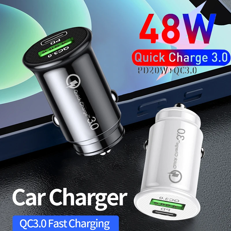 usb charger USB Car Charge 2 Ports 48W Fast Charging For iPhone13 12 11 Xiaomi Huawei Laptop Tablets USB C Quick charger Mobile Phone Charge 65 w charger