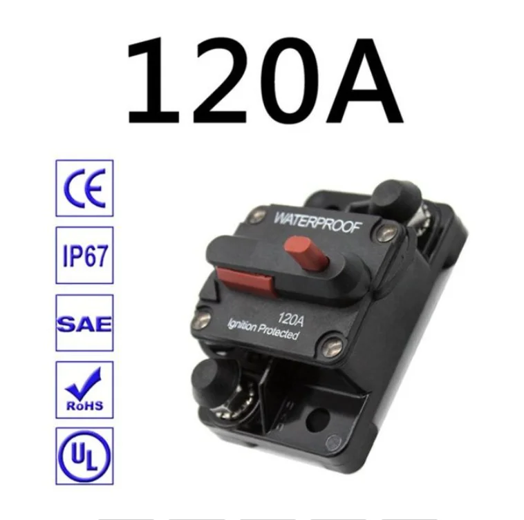 Wasserdichter 30A-300A Leistungsschalter Trolling mit manuellem Reset, Auto, Boot, manueller Stromschutz für Audiosystem-Sicherung, Auto, 12 V–48 VDC – Detail 18