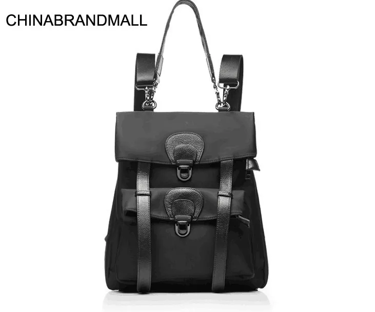 

Casual split leather +nylon women large rucksack outdoor travel bag