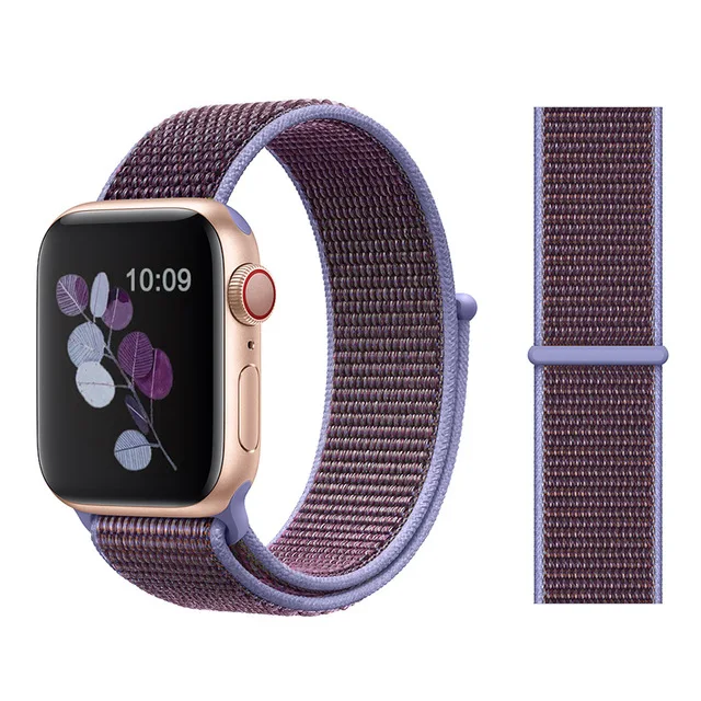 Für Apple часы Uhr группа серии 3/2/1 38 мм 42 мм нейлон Weiche Atmungsaktive нейлон für наручных часов iWatch, ersatz Спорт Шлайфе series4 40 мм 44 м - Цвет ремешка: Color34 Lilac