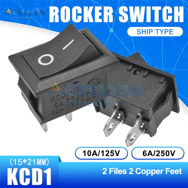 Black NO light 2-2P KCD1 15x21 мм Лодка кулисный переключатель переменного тока 10A/125V 6A/250V 2 файл с 3 режимами 2/3/4/6 Медь средства ухода за кожей стоп переключатель 15*21 мм с Водонепроницаемый Кепки - Цвет: Black NO light 2-2P