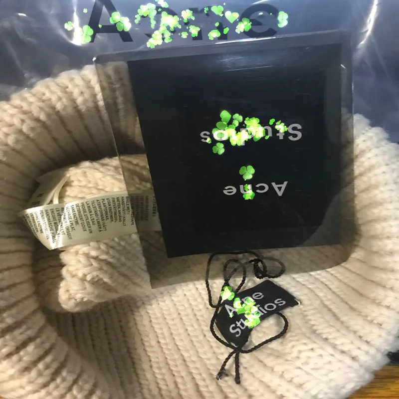 AC Studios Smiling face Beanie Skull Caps knitted Cashmere Eye Warm Couple Lovers Acne Hats Tide Street Hip-hop Wool Cap Adult