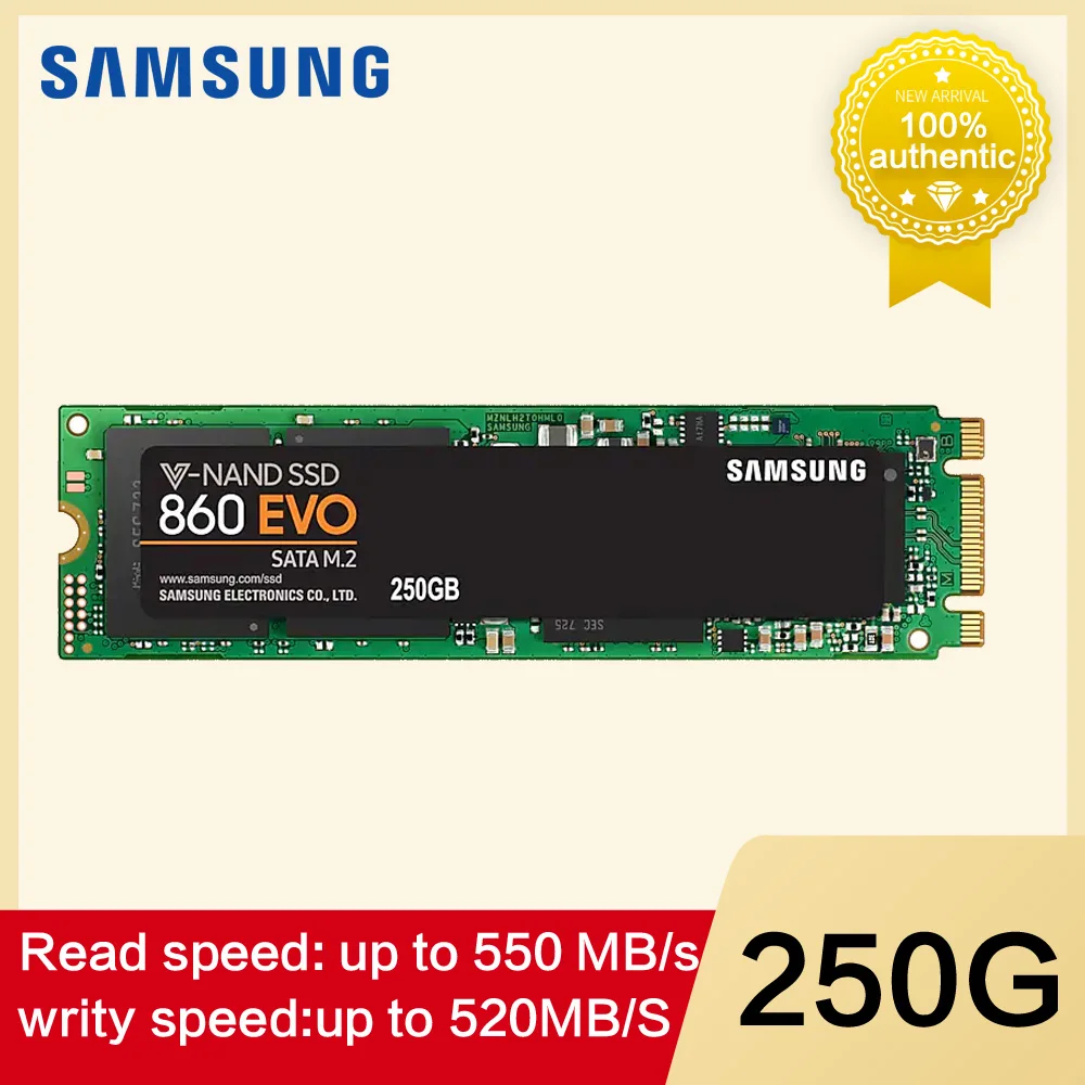 

SAMSUNG SSD 860 EVO M.2 2280 SATA 250GB 500GB Internal Solid State Disk Hard Drive HDD M2 Laptop Desktop PC TLC PCLe M.2