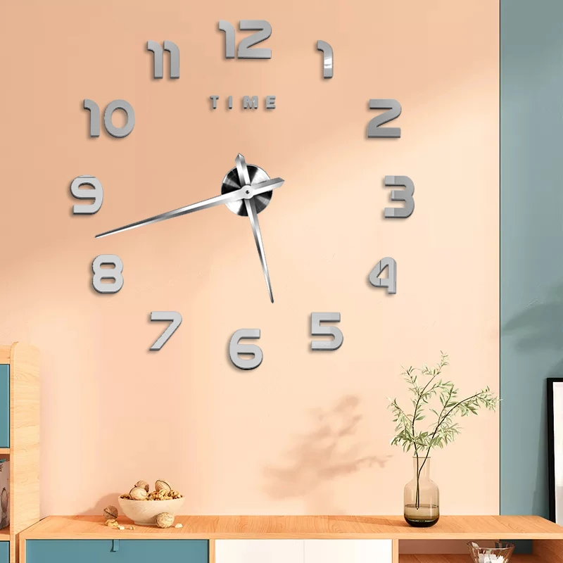 2021 Modern Design Large Wall Clock 3D DIY Quartz Clocks Fashion Watches Acrylic Mirror Stickers Living Room Home Decor Horloge 