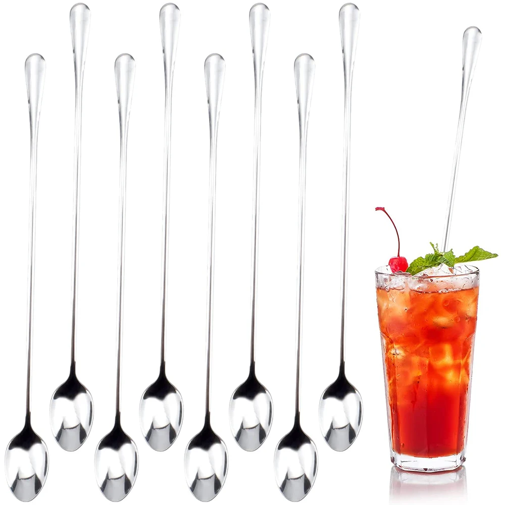 

8 Pcs Coffee Spoons, Ice Tea Spoons Long Handle Spoon, 12'' Stainless Steel Cocktail Stirring Spoons, Ice Cream Spoon for Mixing