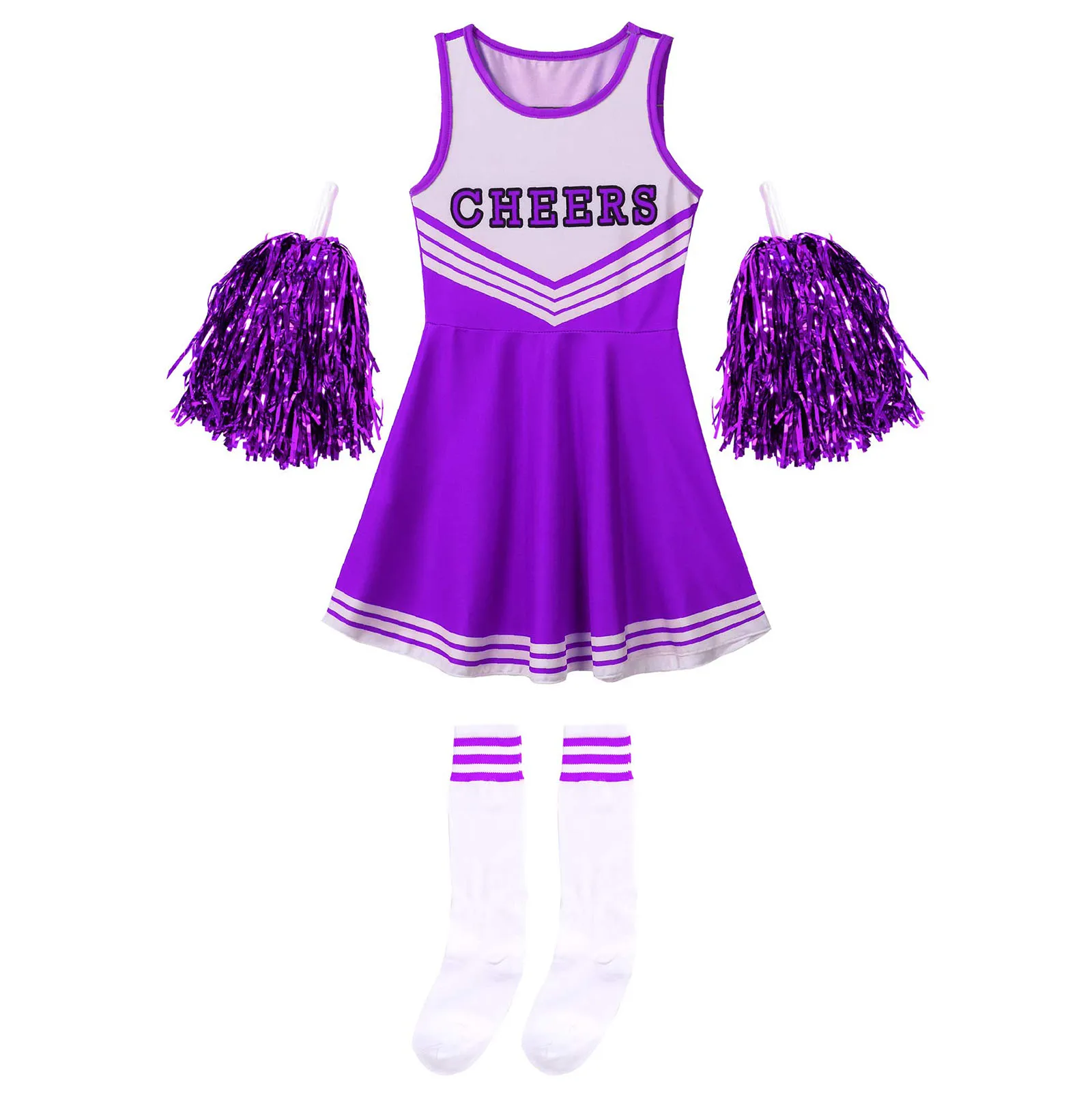 Kids clothing set, girls clothing set-Kid Girls Cheerleading Costumes, Uniform Letter Print Cosplay Roleplay Dress with Socks For School Girls Stage Performance Sets