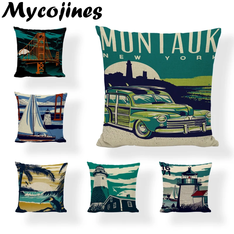 Новинка Гавайский стиль лен для отдыха горячая распродажа атмосферная наволочка