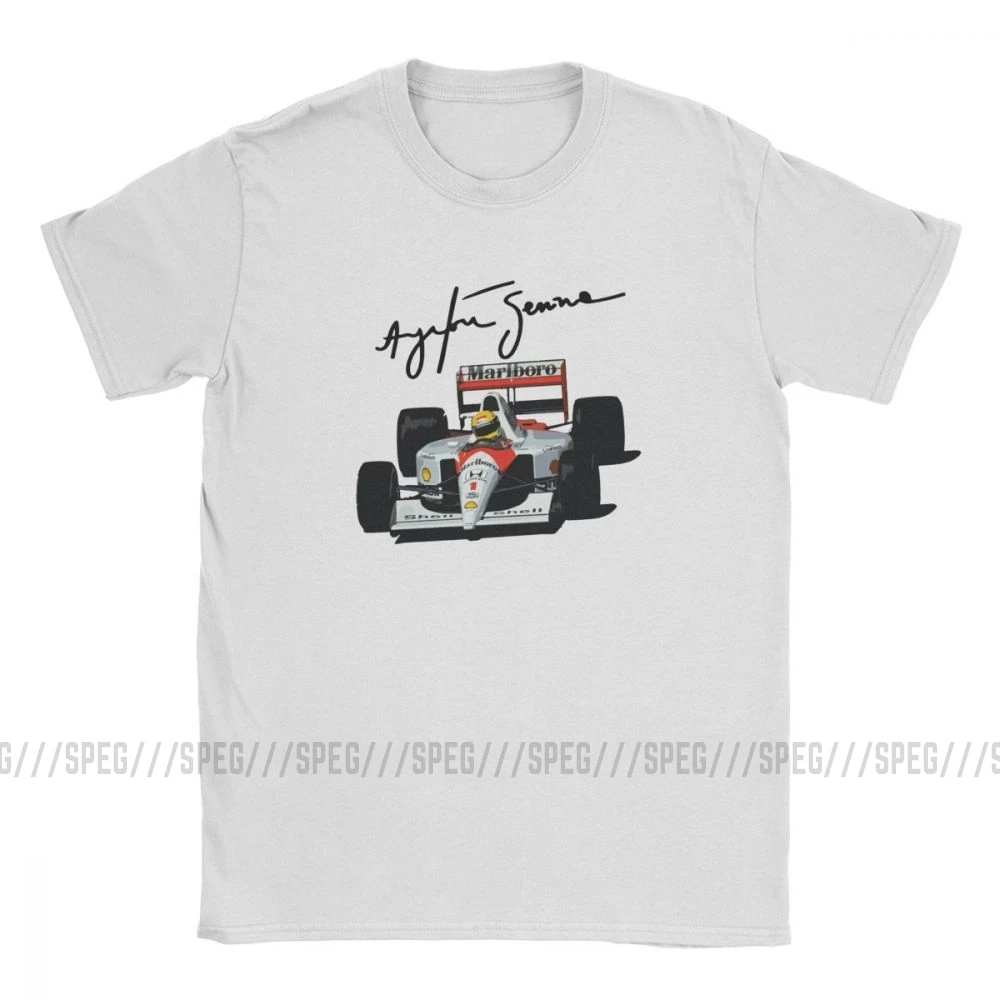 Ayrton Senna футболки для мужчин Винтаж Чистый хлопок футболка с круглым вырезом короткий рукав Футболка размера плюс топы для мужчин