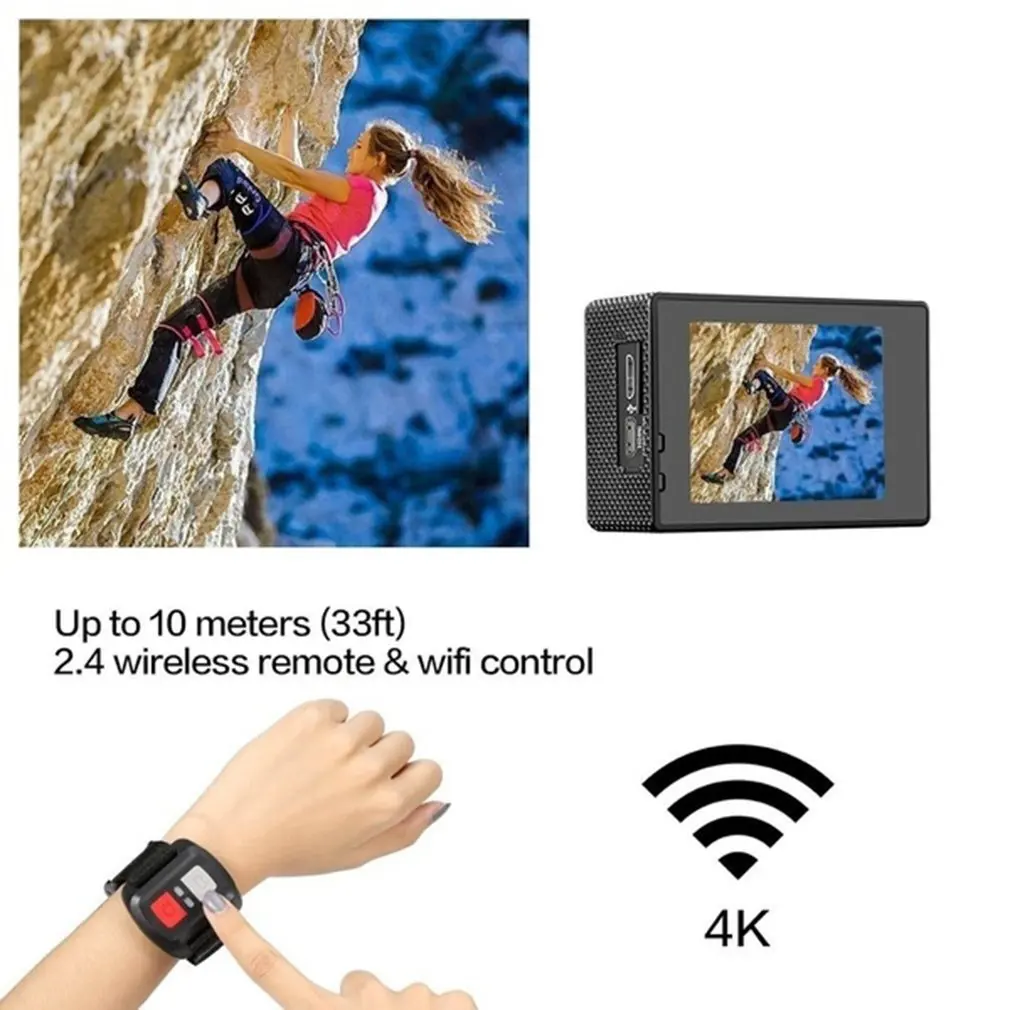 Профессиональная камера Спорт Действие Con Telecomando камера 4k видео камера Wifi Ultra Hd 16mp DVR Спорт на открытом воздухе Дайвинг велосипед видеокамера