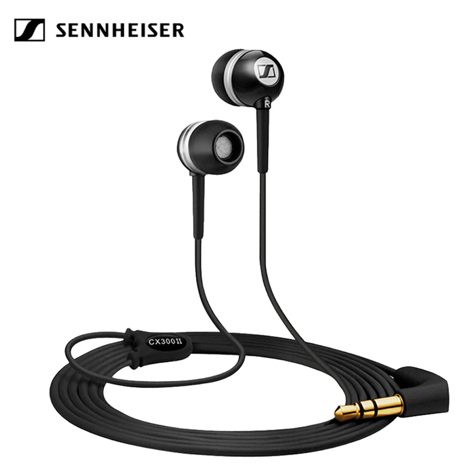 Наушники Sennheiser CX300II с глубоким басом, 3,5 мм, проводная стереогарнитура, спортивные наушники, прецизионные HIFI наушники для iPhone Androd - Цвет: Черный