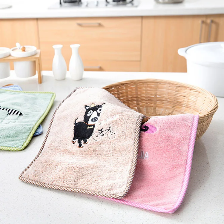 Мультяшная вышивка тряпка мягкое полотенце для посуды кухонное полотенце из ворса впитывающее полотенце изоляционная ткань из микрофибры