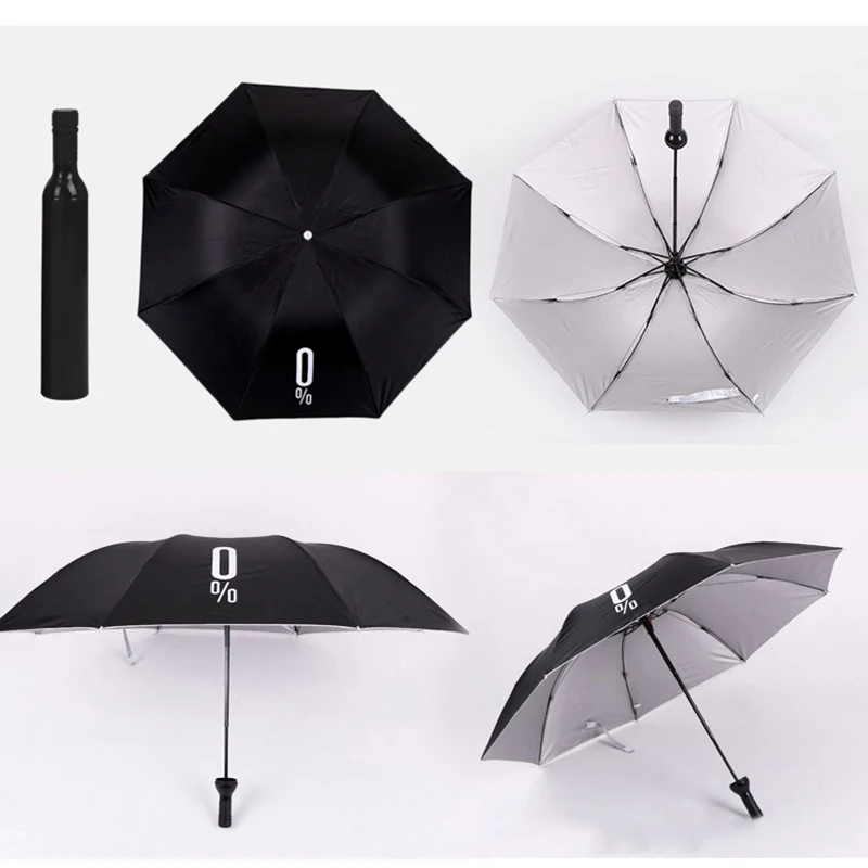 100pcs Umbrella 3 Folding Sun-rain UV Mini Umbrella for Women Men Gifts Rain Gear Umbrella Sale New Creative Women Wine Bottle