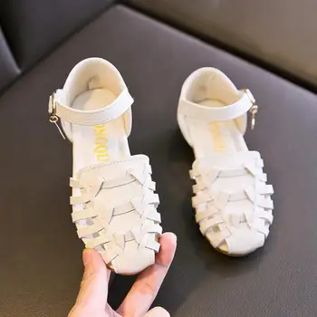 

Girls Sandals Kids Shoes Princess Sweet Toe-capped Anti-kick Beach Sandals For Toddlers Big Children's Soft Summer Shoes 21-36