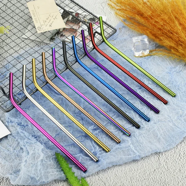 10Pcs Reusable Drinking Straw Metal Straws 304 Stainless Steel Straws Set with Brush Bar Cocktail Straw for Glasses Drinkware 1