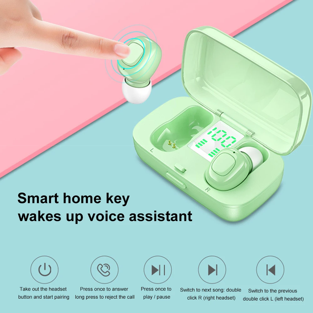 XG21 Mini TWS Bluetooth 5 0 Noise Reduction Music HiFi In Ear Wireless Sport Earbuds Earphones With Display charging Box