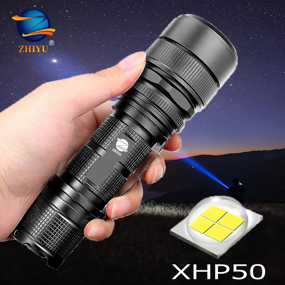 ZHIYU XHP50 мощный перезаряжаемый светодиодный фонарь тактический заряжаемый от 26650