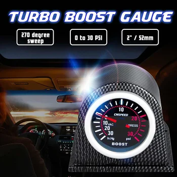 

2" 52mm LED Turbo Boost Pressure Pointer Gauge Car Gauge Meter Smoke Face Dials 0-30Psi +