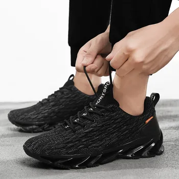 

New Arrival Breathable Casual Shoes Fashion Men's Sneakers Stitching Air Mesh Shoes Autumn And Winter Scales Flyknit Shoes Tide