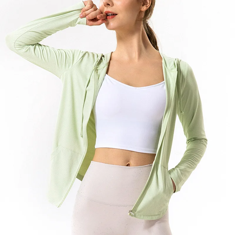 Antibom Sports Women's Jacket Fitness Yoga Coat Hoodies Zipper Long Sleeve Running Athletic Top Quick Dry Slim Gym Sweatshirts