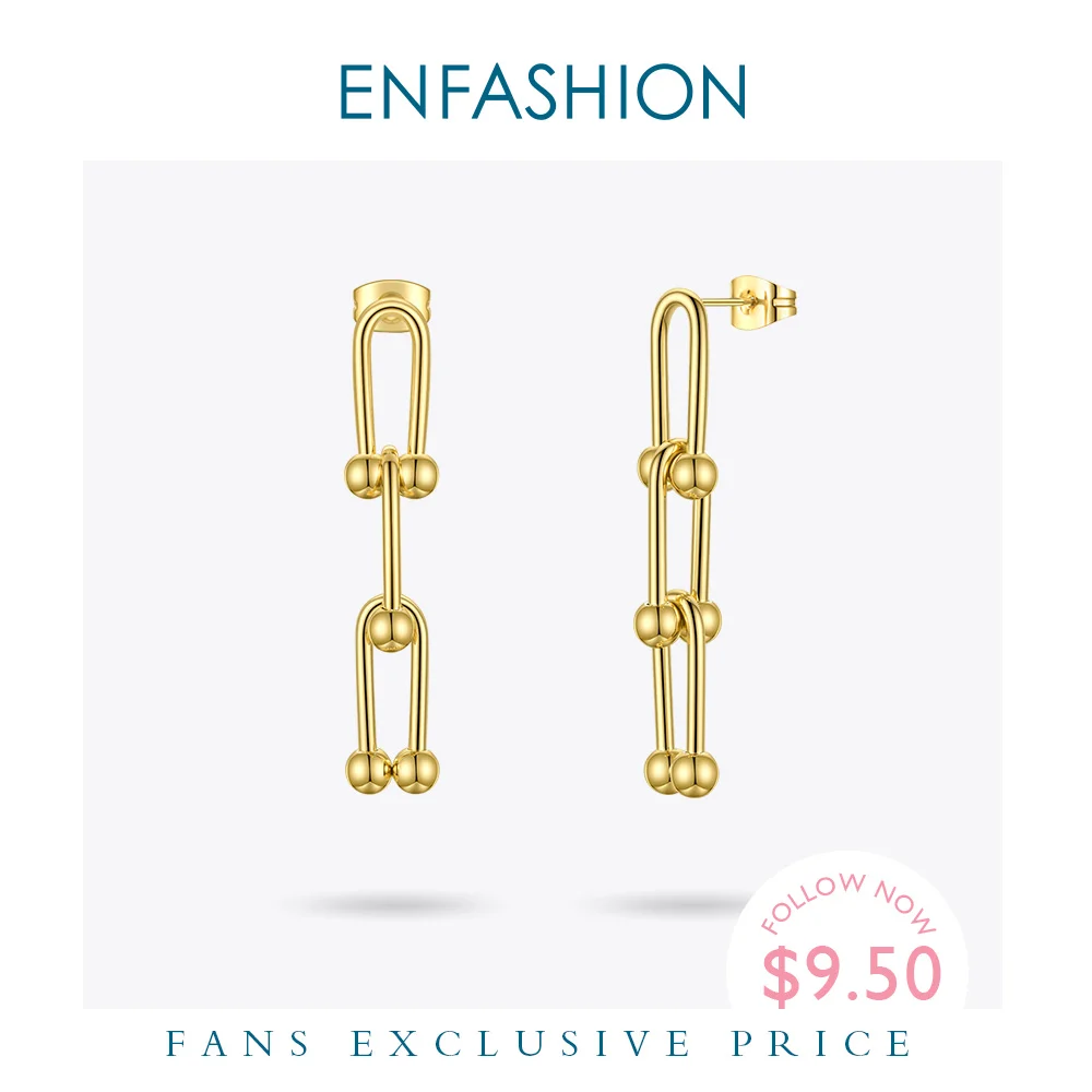 

ENFASHION Hollow Link Chain Drop Earrings For Women Stainless Steel Bead Dangle Earings Fashion Jewelry 2020 Pendientes E201159