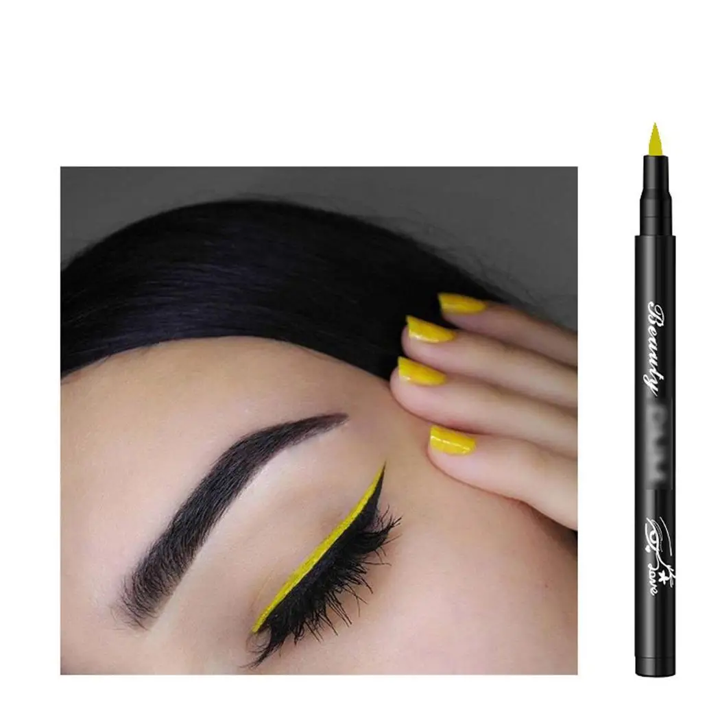 cyan yellow Waterproof Eye Brow Eyeliner Liquid Eyebrow Pen Women Makeup Quick-drying Pencil dry,easy to wear, natural - Цвет: cyan yellow