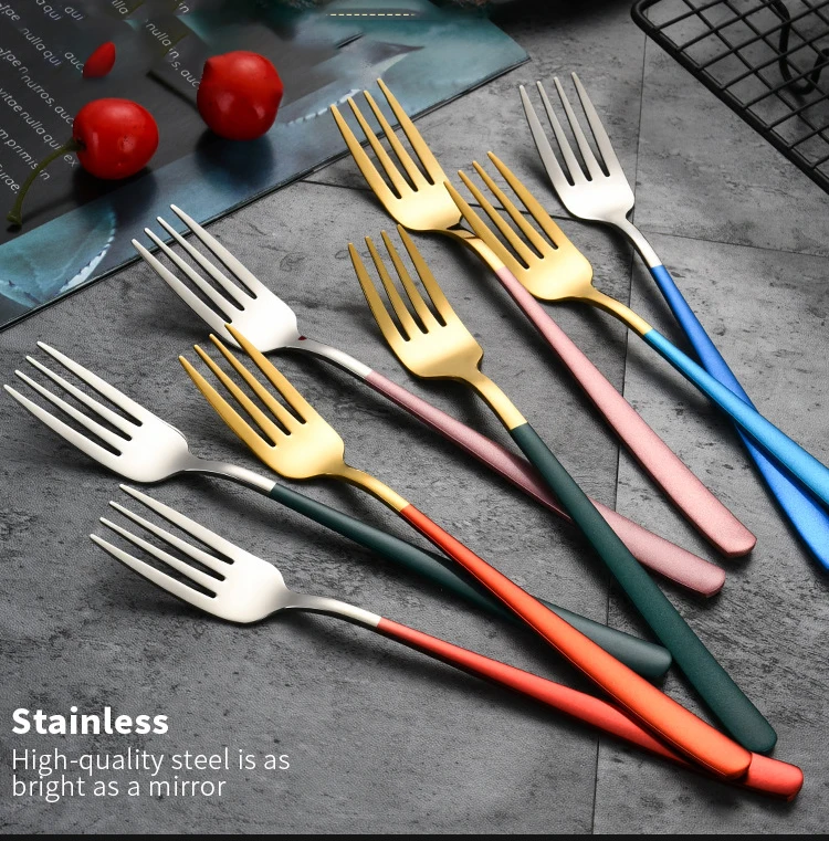 

304 Stainless Steel Fork Western Beef Fork Korean Household Long Handle Dessert Noodle Fork Fruit Salad Fork Kitchen Tableware