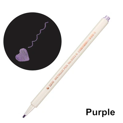 Продвижение рисунок маркер для рисования ручки металлический цвет ручка для черной бумаги художественные принадлежности маркер канцелярский материал ручка для подписи - Цвет: A-purple