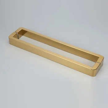 

Double Side Gold Stainless Steel Shower Glass Door Handle Square Back-to-Back Bathroom Pull Sliding Door Handle 440mm Hole