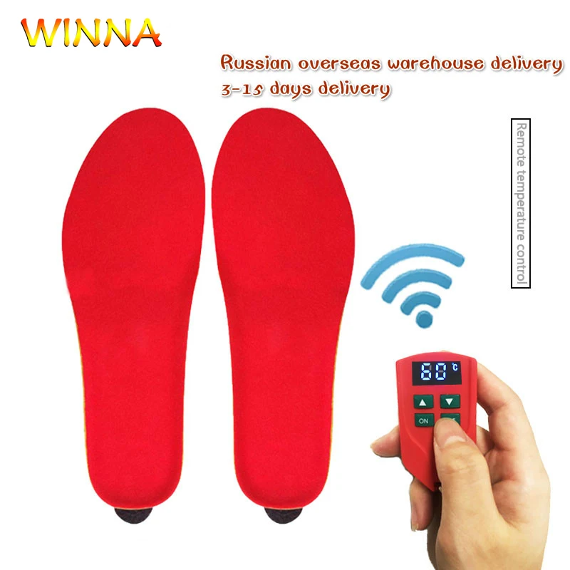 

(Russian Warehouse)Velvet Heated Insoles Electric Pads Foot Warmers for Winter Hunting Fishing Hiking Camping Wireless Remote