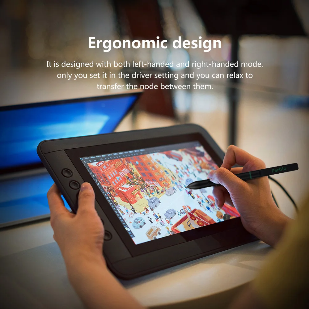Parblo Mast10 10,", 6 кнопок, графический планшет для рисования для