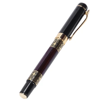 

Luoshi 530 Fountain Pen Smooth Writing Wooden Golden Trim M Nib