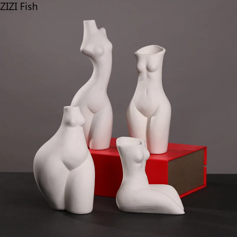 Nordic Nude Figures Vase Human Body Ceramic Vases Bust Character Plant Pots Decorative Flower Arrangement Home Decoration Modern 2